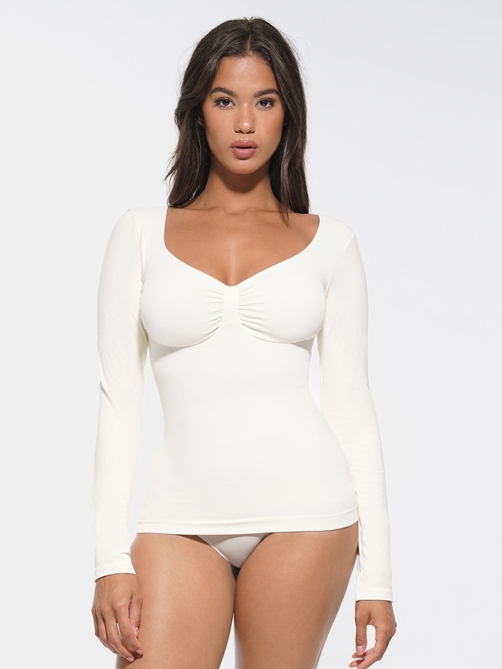 NWOT Popilush XL White SEAMLESS LONG-SLEEVE EVERYDAY SHAPER TOP